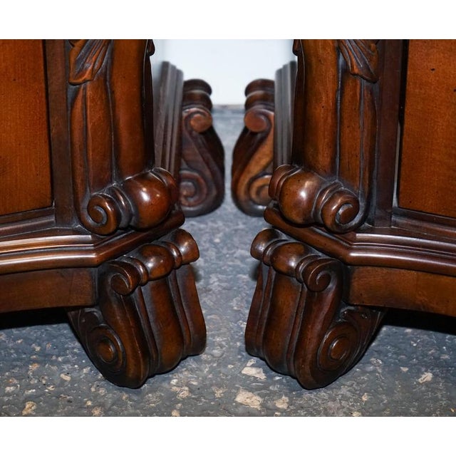 Wood Large American Chippendale Style Nightstands, Set of 2 For Sale - Image 7 of 18