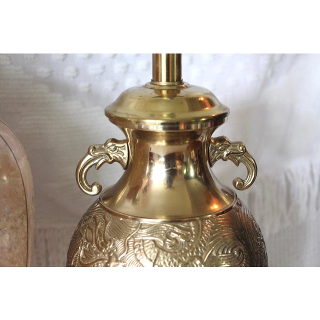 1970s 1970s Brass Dragon Urn Lamp Attributed to James Mont For Sale - Image 5 of 11