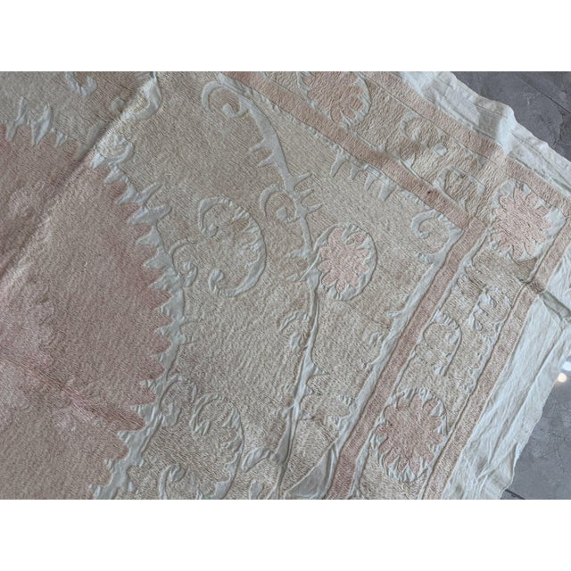 Suzani Textile Wall Art - Bohemian Embroidery 4'7'' X 5'1'' For Sale - Image 12 of 18