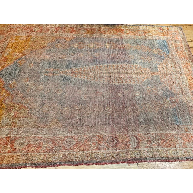 Turkish 19th Century Turkish Oushak Rug, Tree of Life Design, Aqua Blue, 7' x 10' For Sale - Image 3 of 13