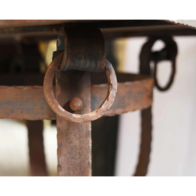 Side Table Wrought Iron With Mirrored Glass For Sale - Image 4 of 7