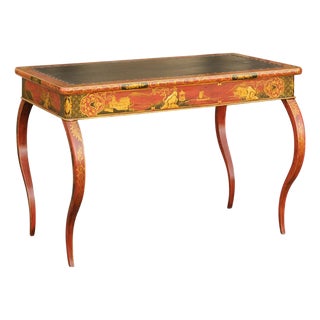 English Regency 1820s Table with Red Lacquered, Gold and Black Chinoiserie Decor For Sale