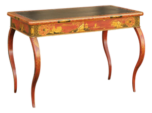 English Regency 1820s Table with Red Lacquered, Gold and Black Chinoiserie Decor