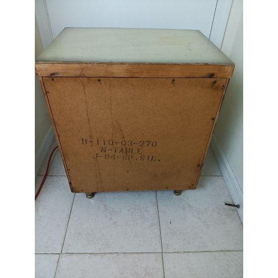 Gray Vintage Wood Nightstand 2 Drawer Mid Century Modern For Sale - Image 8 of 9