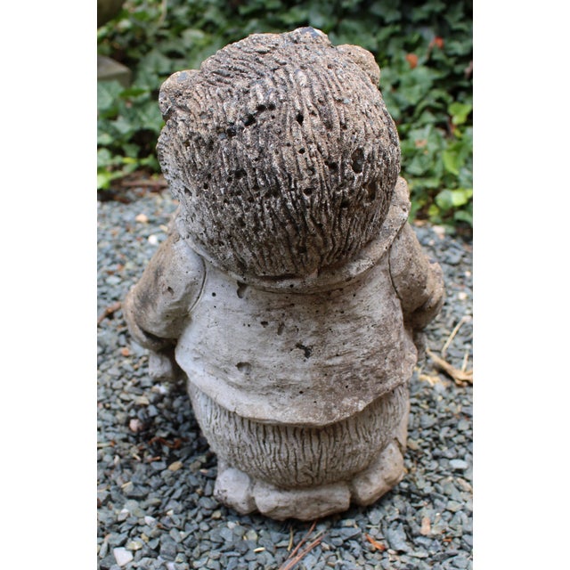 English cast stone hedgehog with wheelbarrow garden ornament, mid-20th century, The wheelbarrow is a planter. Adorable in...