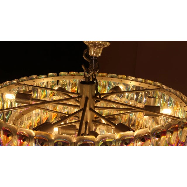 Mid-Century Modern Mid-Century Murano Glass Iridescent Chandelier For Sale - Image 3 of 16