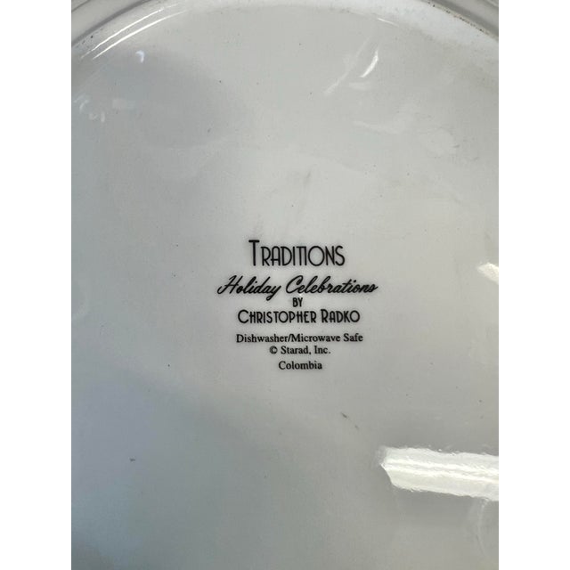 1990s Vintage Christopher Radko Traditions Holiday Celebrations Salad Plates -Set of 4 For Sale - Image 5 of 8