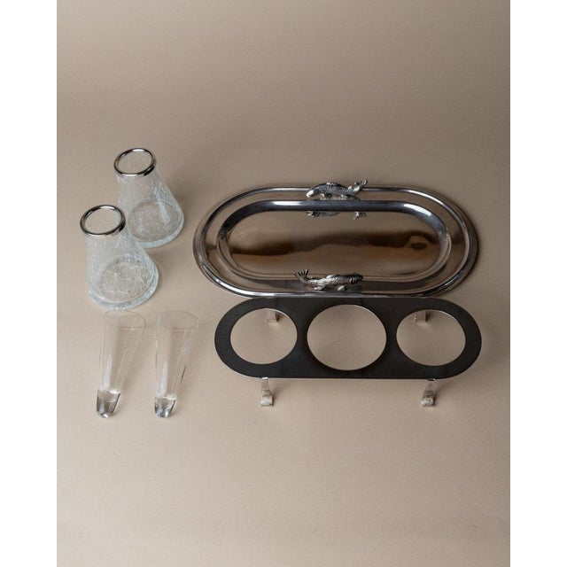 Mid-Century Silver-Plated Shot or Caviar Glasses with Tray, Italy, 1970s, Set of 4 For Sale - Image 4 of 13