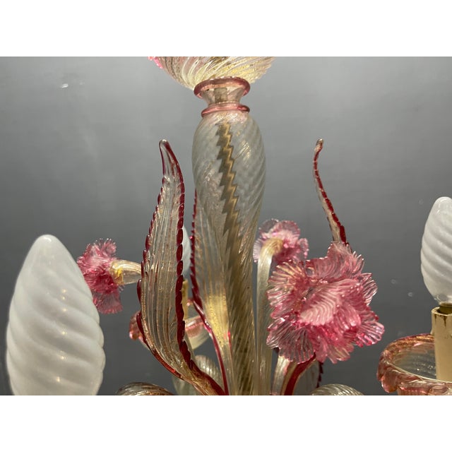 1960s Venetian Pink Murano Glass Chandeliers, 1960s, Set of 2 For Sale - Image 5 of 13