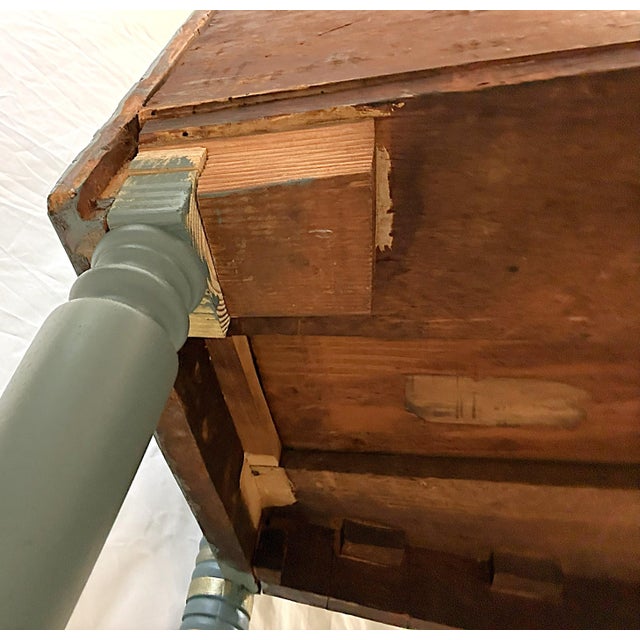 Antique Sheraton Style Bowfront Chest of Six Drawers With Locks and Key, New Paint and Knobs For Sale - Image 16 of 18