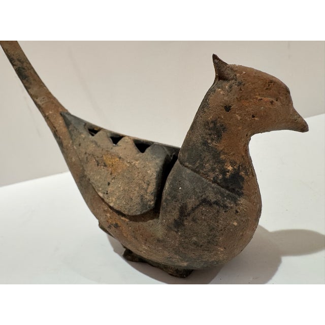 Mid Century Japanese Cast Iron Koro Bird Incense Burner Sculptural Pheasant For Sale In Atlanta - Image 6 of 9
