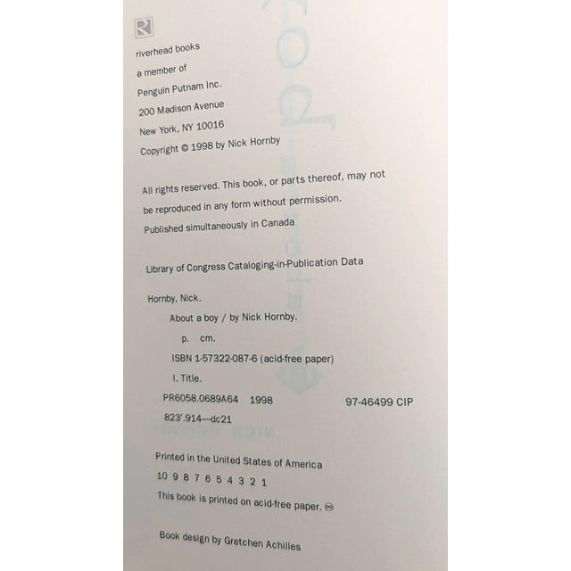 1998 American First Edition Novel: About a Boy, by Nick Hornby For Sale - Image 12 of 13