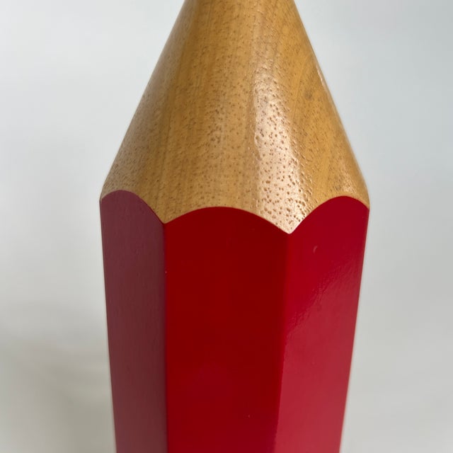 Vintage Red Lightolier Wood Pencil Lamp For Sale - Image 10 of 11