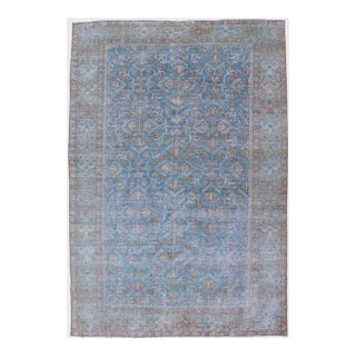 Antique Persian Sultanabad Rug in Light Blue and Green With All-Over Design 4'2"x6'5" For Sale