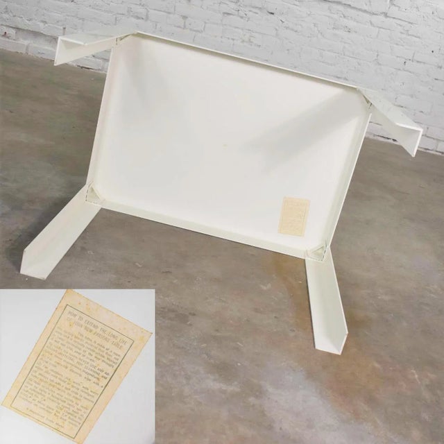 Vintage Modern White Molded Plastic Rectangular Parsons Style Side Table Style Syroco or Kartell For Sale - Image 11 of 13
