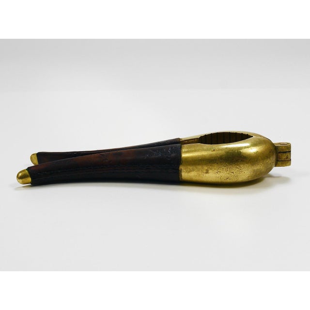 Carl Aubock Vienna Signed Vintage Brass & Leather Nutcracker, Austria, 1950s attributed to Carl Auböck For Sale - Image 15 of 18