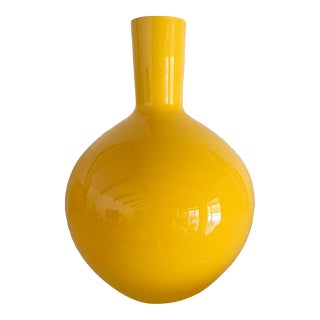 Yellow Cased Glass Vase Poland, Late 20th Century For Sale
