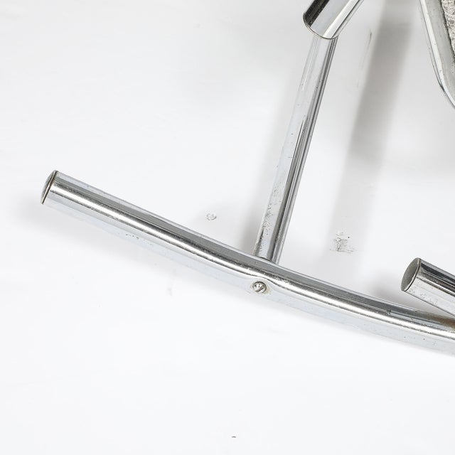 Mid-Century Tubular Chrome Rocking Chair With Holly Hunt Upholstery For Sale - Image 12 of 13