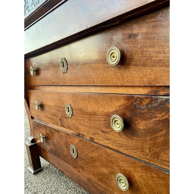 Brown Empire Style Chest of Drawers with Cross Handle in Walnut, 19th Century For Sale - Image 8 of 9