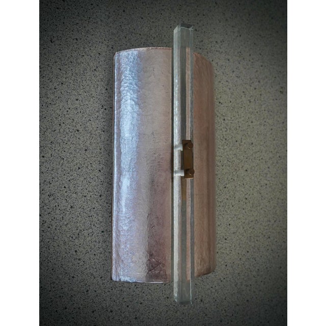 Metal Mid-Century Murano Pink Art Glass Wall Light and Sconces, 2000 For Sale - Image 7 of 10