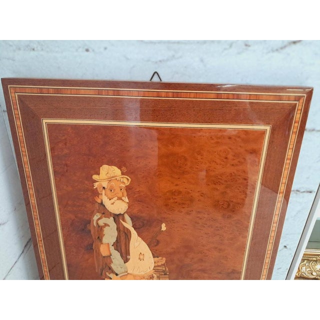 Vintage Italian Inlaid Marquetry Wall Art, 1960 For Sale - Image 12 of 18