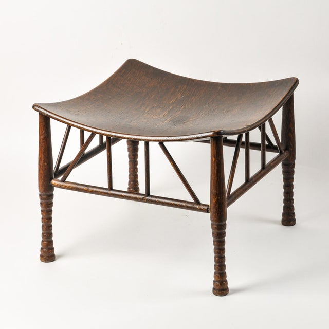 Traditional Vintage Egyptian Revival Turned Wood Low Stool For Sale - Image 3 of 12