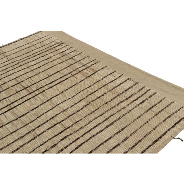 2010s Contemporary Moroccan Style Rug in Beige, Brown Stripes by Rug & Kilim For Sale - Image 5 of 7