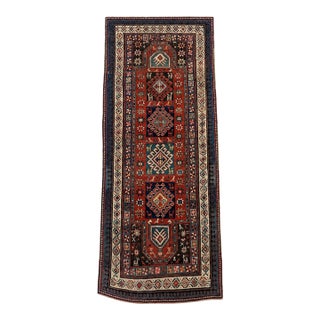 Rare Antique Kazak Runner | Tribal Medallions & Animal Motifs | 3x8 For Sale