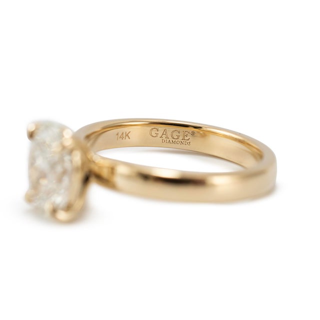 Gold 14k Yellow Gold 1.60ct Igi Oval Lab Grown Diamond Solitaire Engagement Ring, Size 7 For Sale - Image 8 of 9