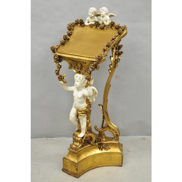 Vintage Italian Venetian Figural Cherub Putti Gold Gilt Resin Bookstand Lectern For Sale - Image 12 of 18