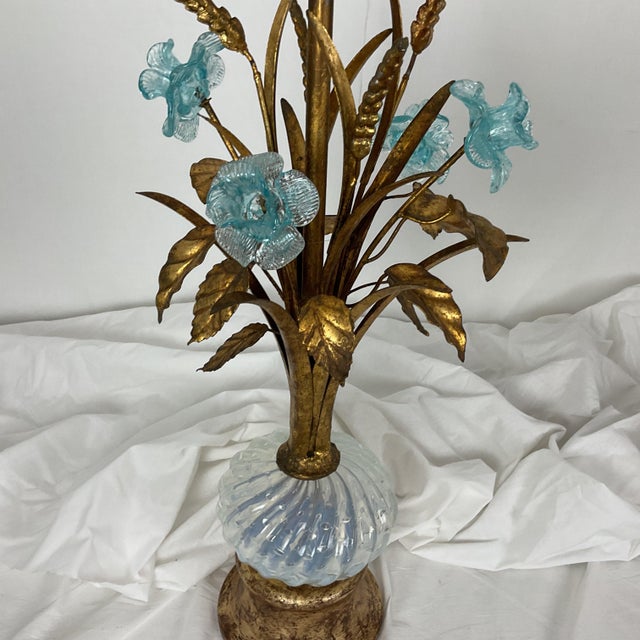 Vintage Italian Gold Leaf and Venetian Glass Table Lamps For Sale - Image 17 of 18