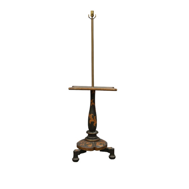 Mid 20th Century Floor Lamp With Table and Golden Leaves For Sale