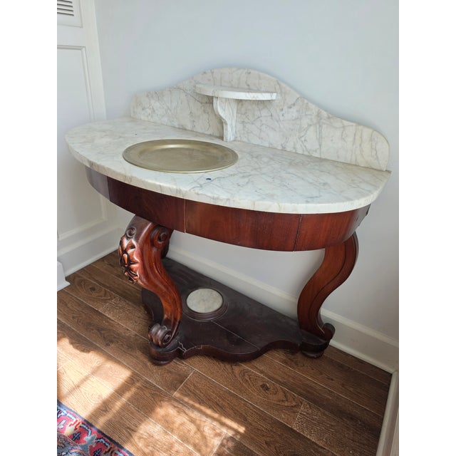 Victorian Antique Mahogany and Marble Wash Stand For Sale - Image 3 of 9