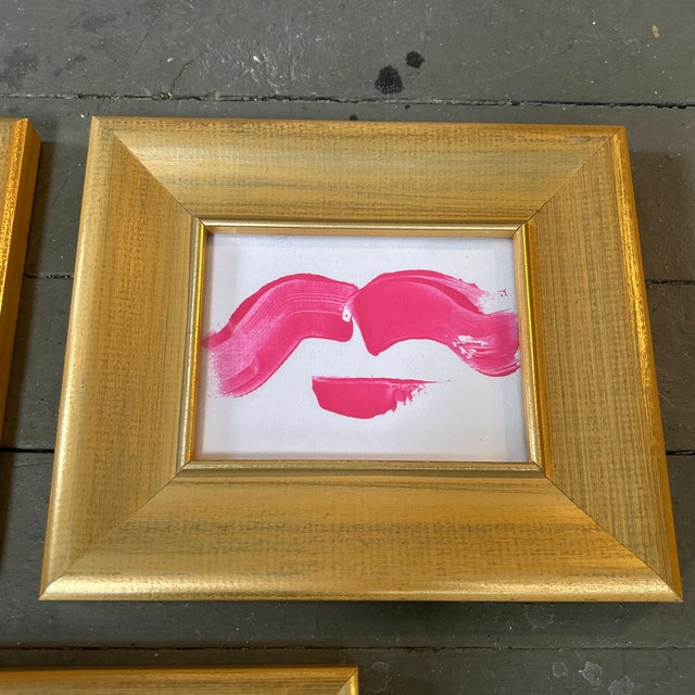 3 Contemporary Original “Flying Red Lips” Abstract Paintings - Set of Three For Sale - Image 4 of 5