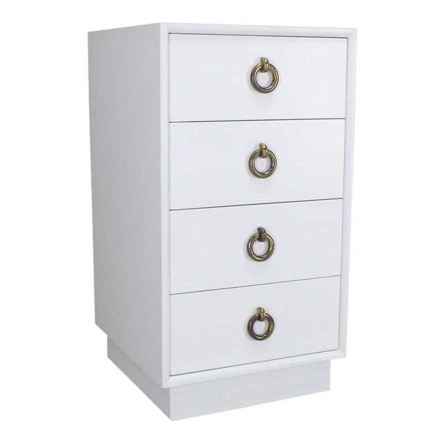 Mid Century Modern White Lacquer 4 Drawer Cabinet Chairish