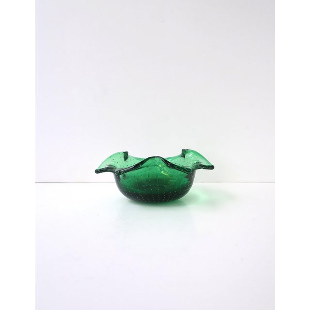Scandinavian Modern Emerald Green Art Glass Bowl, Organic Modern, 1960s Denmark For Sale - Image 10 of 11