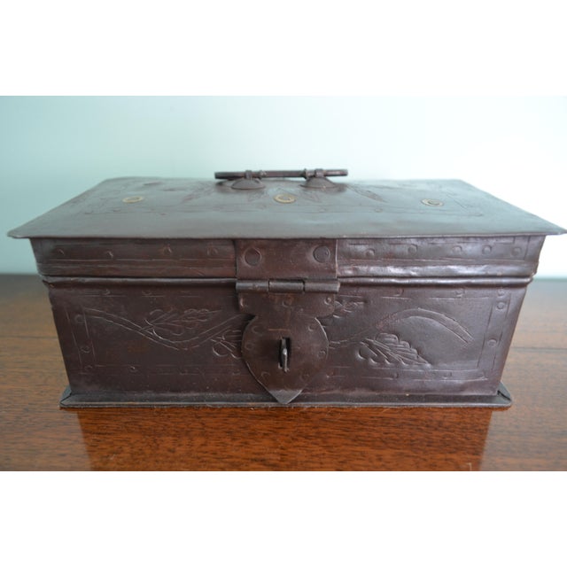 Antique Metal Box Riveted Hinged Lid Chairish