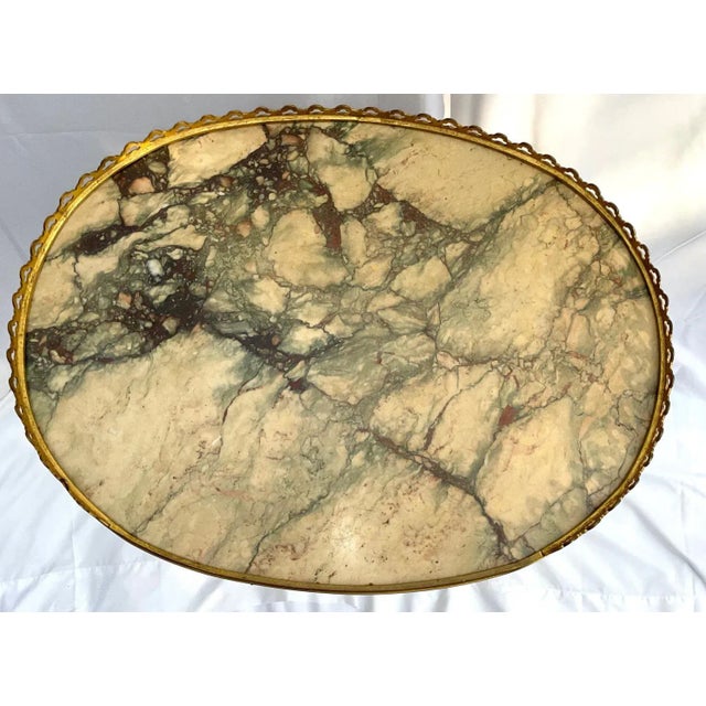 Burnt Umber French Transitional Louis Xv/Xvi Style Oval Marquetry Side Table For Sale - Image 8 of 12