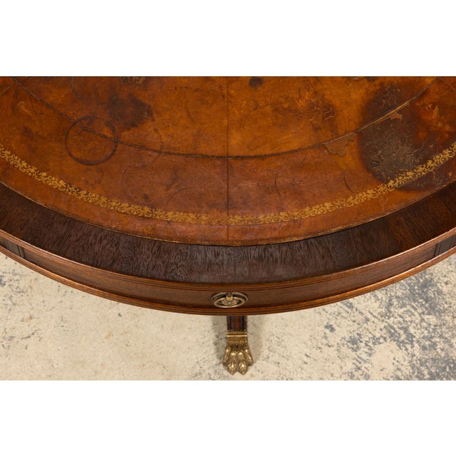 1900 - 1909 Early 20th Century English Regency Revival Leather Top Center Table For Sale - Image 5 of 18