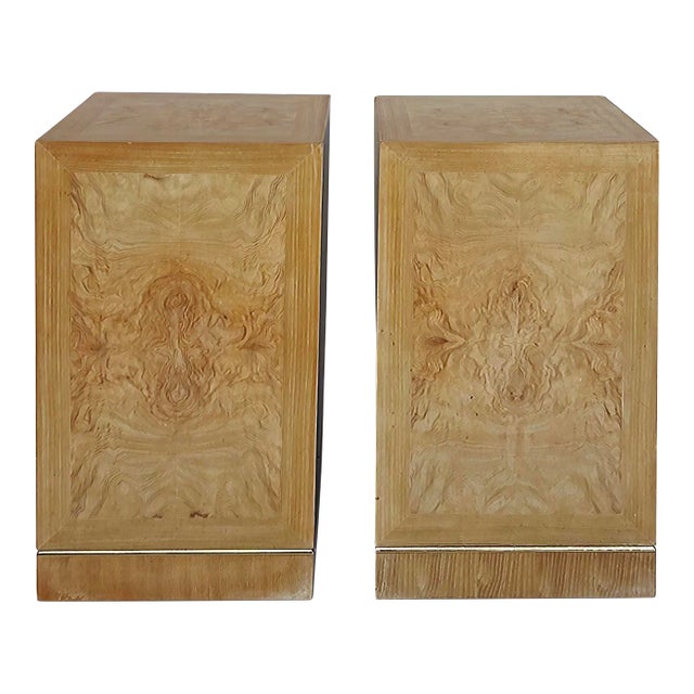 Vintage Drexel Heritage Burlwood and Brass Pedestals- a Pair For Sale
