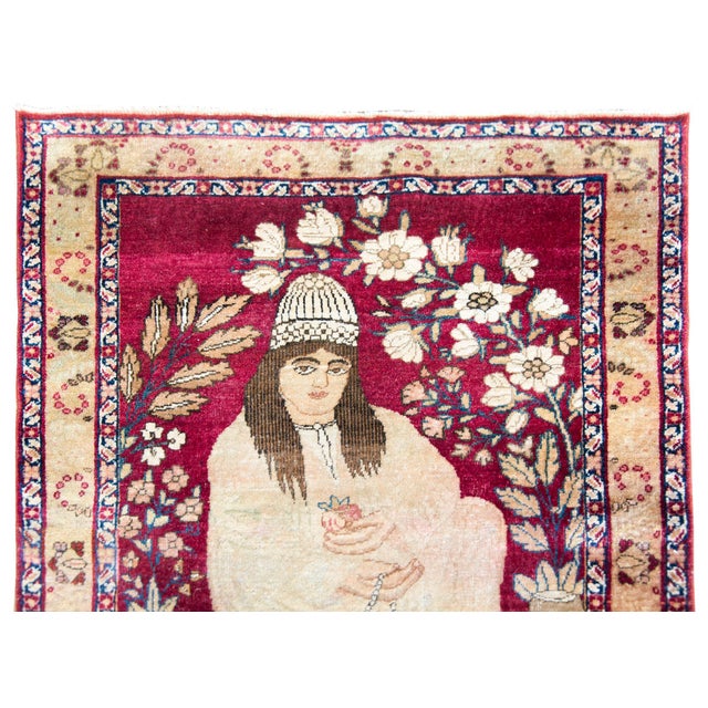 19th Century Pictorial Lavar Kirman Rug For Sale - Image 4 of 13