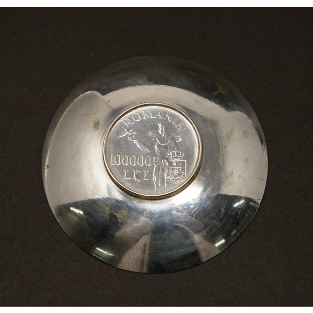 Metal Mid 20th Century Sterling Silver Romania Coin Dish For Sale - Image 7 of 12