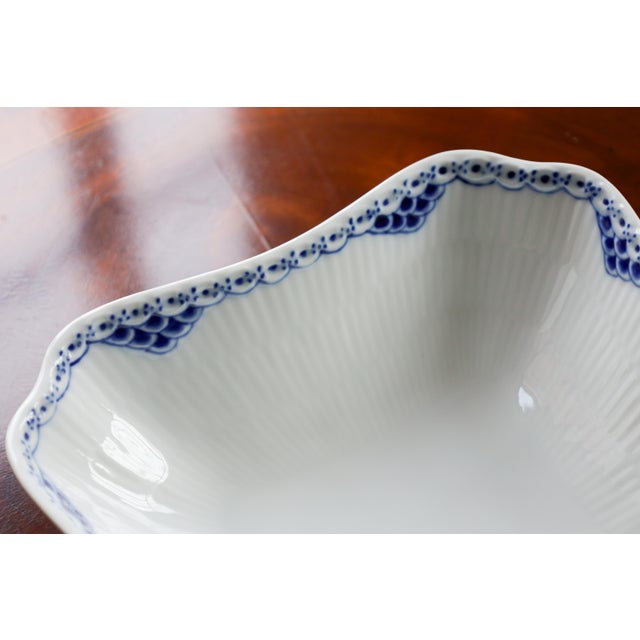White Vintage Royal Copenhagen Princess Blue Hand-Painted Porcelain Square Serving Bowl - #111/708 For Sale - Image 8 of 9