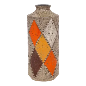 Mid-Century Modernist Hand Painted Ceramic Vase, Signed Thor