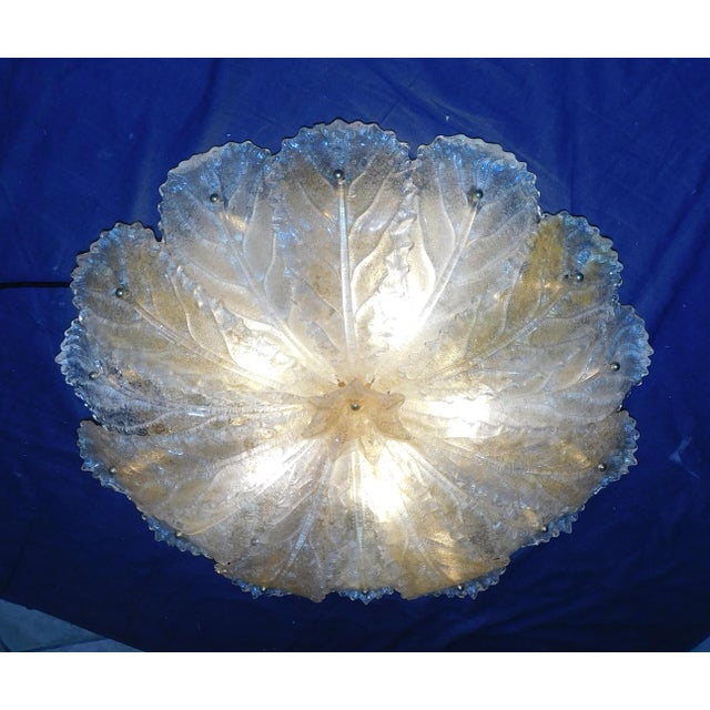 Amber 1960s Clear and Amber Graniglia Murano Flush Mount For Sale - Image 8 of 9