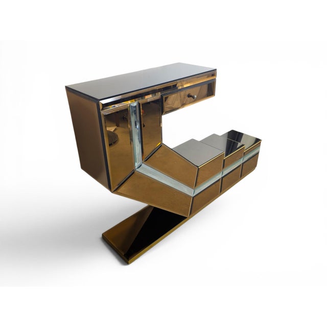 Stepped Console Table with Mirrors and Compartments, 1970s For Sale - Image 3 of 12