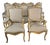 Set of 14 French Louis XV Style Distressed Dining Chairs With Linen For Sale
