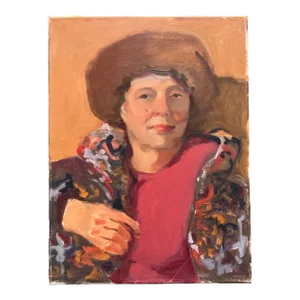 1970s Original Vintage Contemporary Impressionist Portrait Painting on Canvas