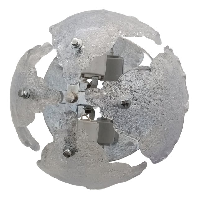 Murano Frosted Glass Wall Sconce, 1970s For Sale