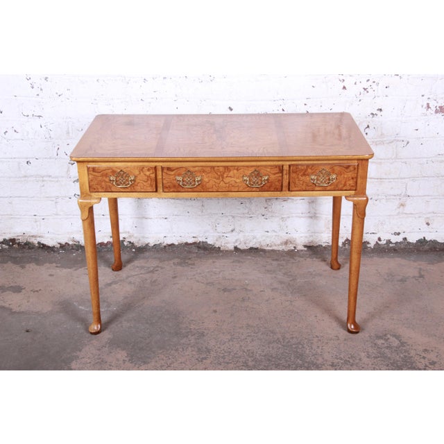 Baker Furniture Queen Anne Burl Wood Writing Desk Chairish